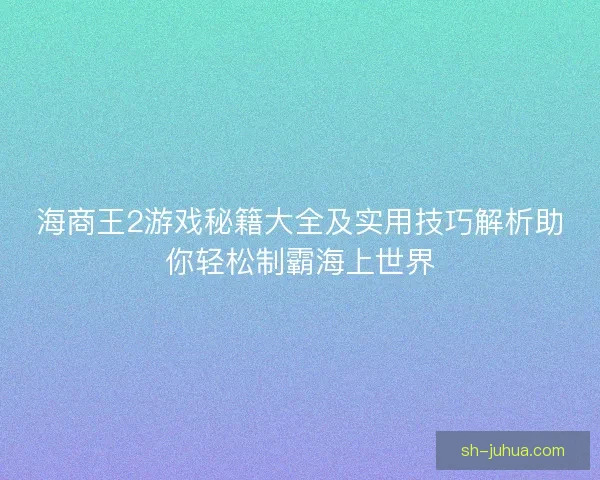 海商王2游戏秘籍大全及实用技巧解析助你轻松制霸海上世界