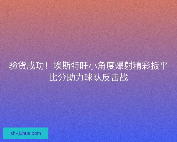 验货成功!埃斯特旺小角度爆射精彩扳平比分助力球队反击战 验货成功!埃斯特旺小角度爆射精彩扳平比分助力球队反击战