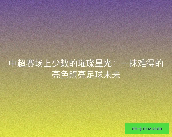 中超赛场上少数的璀璨星光:一抹难得的亮色照亮足球未来 中超赛场上少数的璀璨星光:一抹难得的亮色照亮足球未来